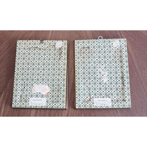 Vintage Italian Silk Flemish School Flowers Frame Art / Set of 2 - Picture 6 of 11